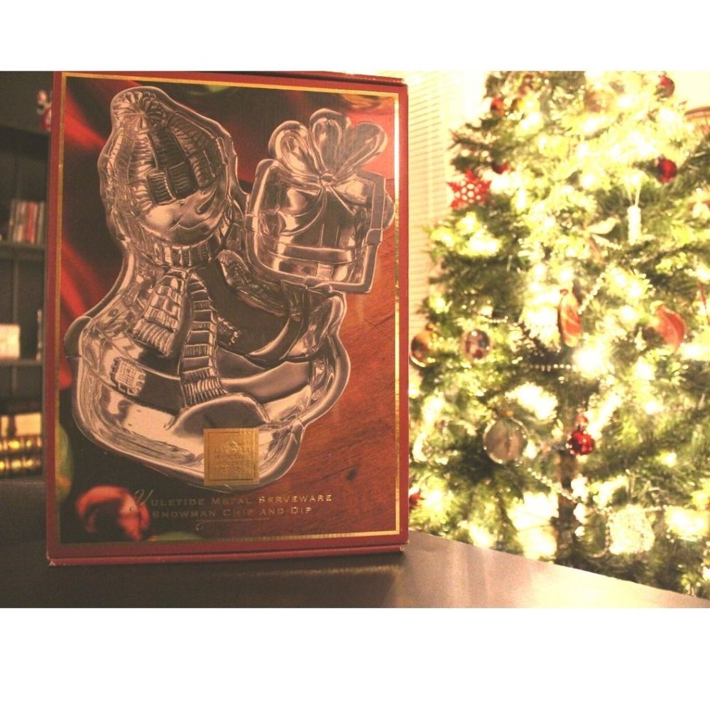 NEW - Lenox Yuletide Snowman Metal Chip Dip Serveware - Picture 2 of 4